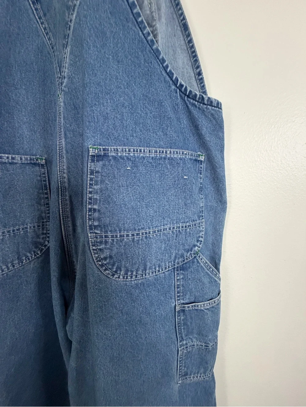 KEY IMPERIAL Bibs Overalls Men's 44x30 Denim Work Farmer Vintage Med Blue Jean